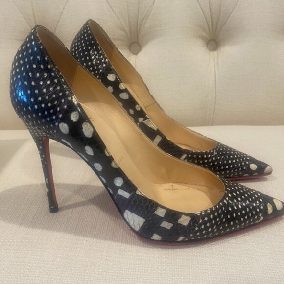 Christian Louboutin Watersnake Pumps - Black & White size 39 - Picture 1 of 5